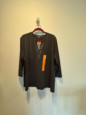 Banana Republic Black Long-Sleeve Henley Top